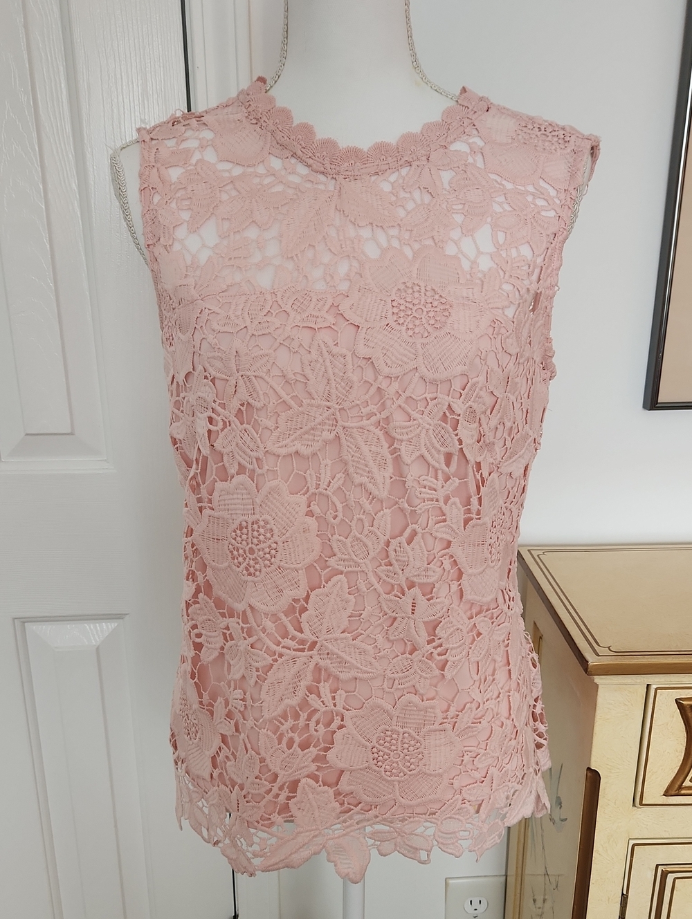 Nanette Lepore Pink Lace Floral Blouse M Romantic Croquette Cottagecore - Picture 1 of 4